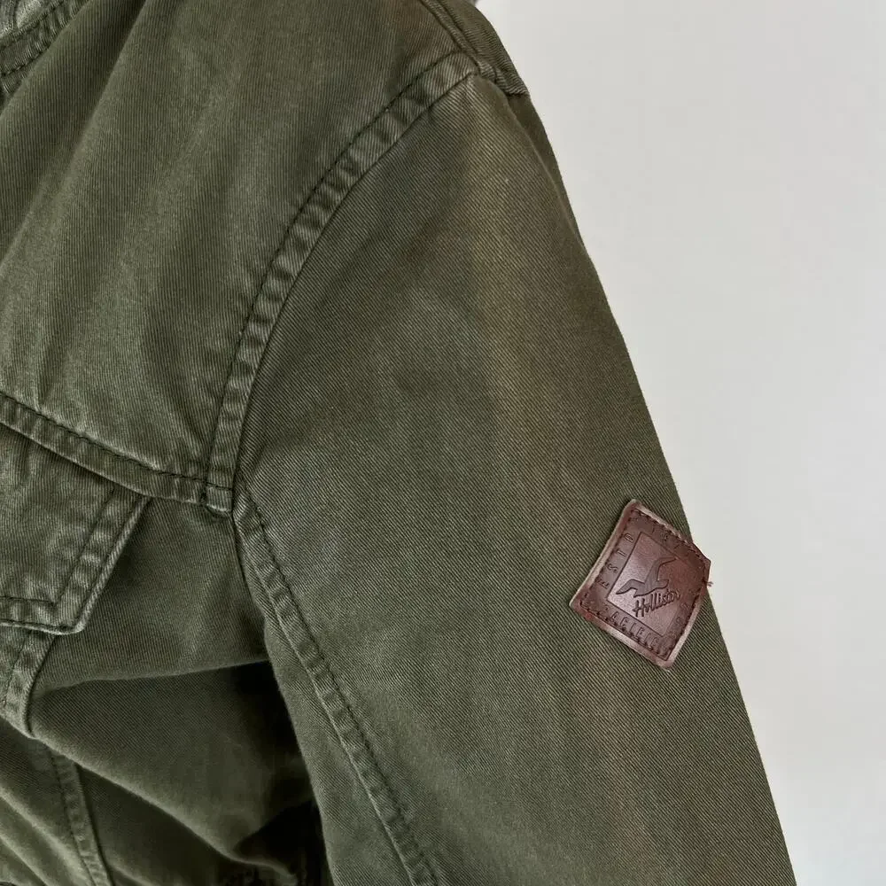 Vintage Y2K Hollister Army Jacket Hooded Bird Logo Utility Medium Bella Swan - Picture 5 of 15